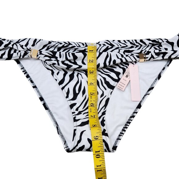 NWT Victoria Secret Swim Bikini Bottom White Black Animal Print Zebra Foldover - Picture 5 of 6